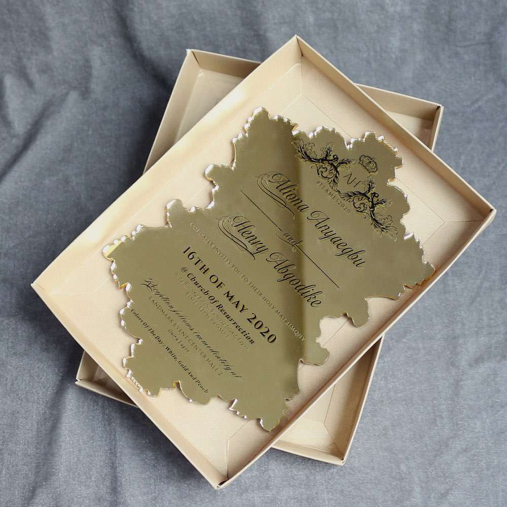 gold mirror invitation